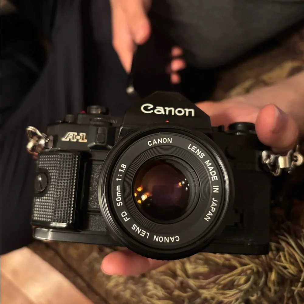 Canon A-1 Black SLR Camera with 50mm Lens